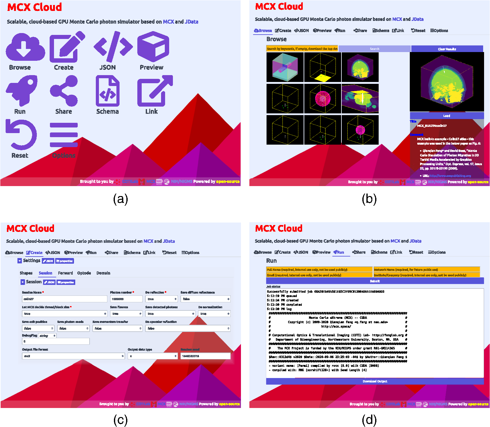 MCX Cloud—a modern, scalable, high-performance and in-browser Monte Carlo  simulation platform with cloud computing